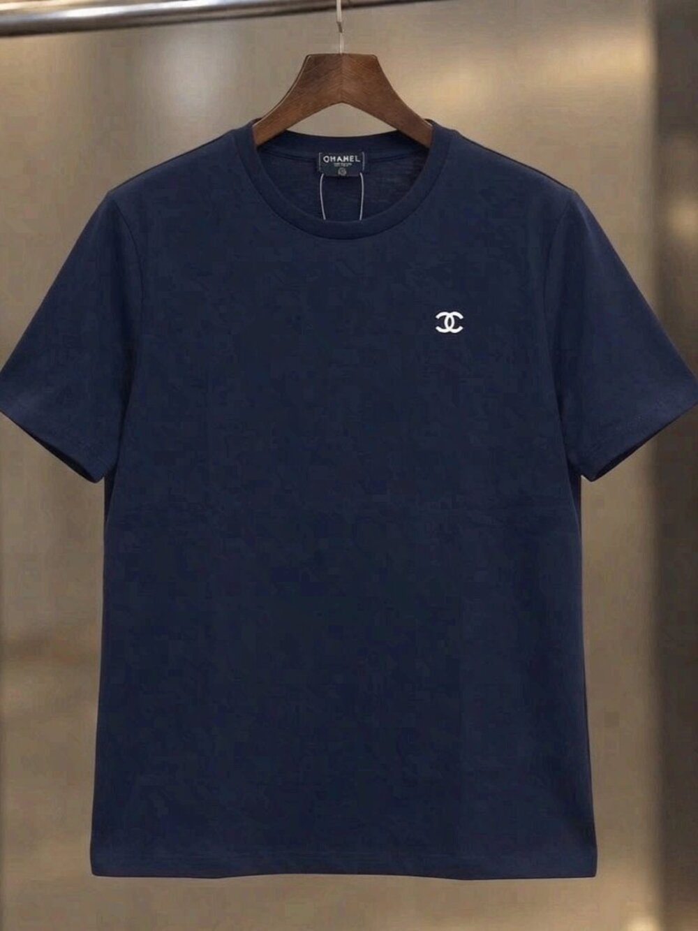 Ohamel Navy Blue Cotton T-Shirt with White Logo
